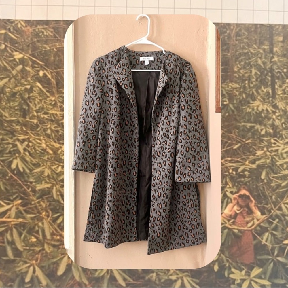 Nine West Leopard Print Gray Open Sweater Jacket - image 2